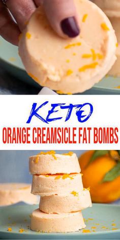 3 ingredient keto fat bombs! Easy keto orange creamsicle fat bombs that are creamy and delicious. If you miss the taste of creamsicle popsicles then this will kirb your craving. Tasty low carb orange… Keto Orange Creamsicle, Craving Tasty, Low Carb Cake, Keto Sweets, Weight Watchers Desserts