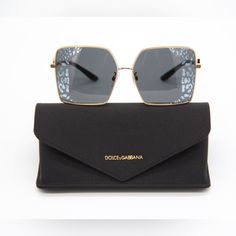 Model: Dolce&Gabbana Dg2279 02/Al 60-14-140 Condition: New Frame Color: Gold, Black Lens Color: Grey Frame Material: Metal Size: 60-14-14” Made In Italy Item Included: Authentic Eyewear, Certificate Of Authentic, Original Case, Bag, Box Next Business Day Shipping Brand New With Full Package Authentic Eyewear With Certificate Elegant Party Sunglasses With Metal Frame, Designer Square Frame Sunglasses For Party, Luxury Evening Sunglasses With Metal Frame, Elegant Evening Sunglasses With Metal Frame, Elegant Square Frame Sunglasses For Party, Dolce And Gabbana Fashion, Crystal Sunglasses, Sunglasses Women Oversized, New Frame