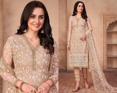 Gorgeous Colours Of Beige Heavy chikankari Work Pakistani Style Pant Suit is Ready to Look you Gorgeous and Beautiful in the Crowd❤️. Shop Heavy Celebrity Wearing Anarkali Suits, Salwar Kameez, Lehenga, Bridal Lehenga, Gowns, Pakistani Suits, Sarees in the USA, UK, Canada, France, Germany, etc. The Fabric of the Dress is Net. Style is Anarkali Suit. Work - Heavy Embroidered.  This dress is a Semi-Stitched dress but we have Customization Options also available and For that, we've hired the best designers to Stitched your dress perfect as per your measurements ? This set comprises the Anarkali suit with Anarkali, bottom Lehenga/Pant, and dupatta. Size up to: 32(XXS), 34(XS), 36(S), 38(M), 40(L), 42(XL), 44(XXL), 46(XXXL). Designer work is completed with Embroidery Zari, Pearls, And Thread wo Fitted Lace Work Salwar Kameez For Reception, Beige Chikankari Embroidery Anarkali Set For Wedding, Bollywood Style Lace Work Salwar Kameez For Reception, Bollywood Style Salwar Kameez With Lace Work For Reception, Traditional Salwar Kameez With Lace Work For Reception, Long Sleeve Salwar Kameez With Lace Work For Wedding, Wedding Salwar Kameez With Lace Work And Long Sleeves, Bollywood Style Chikankari Churidar For Wedding, Bollywood Chikankari Embroidered Churidar For Wedding