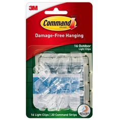 3m command damage - free hanging clips, blue / white, pack of 10