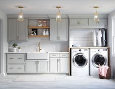 a washer and dryer sitting in a kitchen