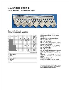 the knitting pattern for knitted edgings is shown in this page, with instructions to