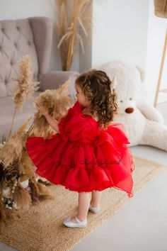 Kiddie Prom, Red Flower Girl Dress, Baby Girl Christmas Dress, Red Baby Dress, Baby Pageant, Red Flower Girl Dresses, Baby Birthday Dress, Toddler Christmas Dress