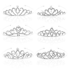 PRICES MAY VARY. Package: Including 6 pieces princes tiara headband with sophisticated style，each rhinestone hair band has its own style, like heart shape, flower shape ,butterflies and more. Size: The princess tiara crown is approx 5.5 x 4.72 inch/ 14 x 12 cm, which fitting to most girls and providing a comfortable wearing experience. Quality Material: Made of durable hard alloy and rhinestone. Alloy is with diamond look and hard texture for practicality and aesthetics. Many Applicable Occasion Silver Hair Jewelry, Queen Crowns, Bling Bouquet, Rhinestone Bouquet, Princess Crowns, Valentines Party Decor, Tiara Headband, Valentine Party, Silver Headband