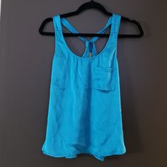 New With Tags. No Flaws Spring Blue Silk Top, Blue Silk Summer Tops, Blue Silk Top For Spring, Blue Silk Tops For Summer, Tie Strap Tank Top, Sequin Halter Top, Beaded Shirt, Velvet Tank Top, Small Tank Tops