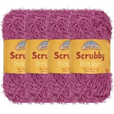 three skeins of scrubby dish yarn