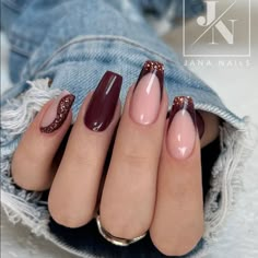 Maroon Color Nails, Bordo Nails, Nails Maroon, Fall Nail Art Ideas, Ballerina Nails Designs, Brown Nails Design, Fall Acrylic Nails