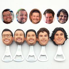 a group of men with different facial expressions on their faces are shown in the shape of a pair of scissors