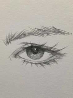 a drawing of an eye with long eyelashes