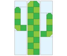 an image of a green and white quilt block with the blocks cut out to look like they