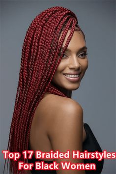 Red Braided Hairstyles, Hair Inspiration Braids, Red Box Braids, Red Tips, Fresh Hair, Fiery Red