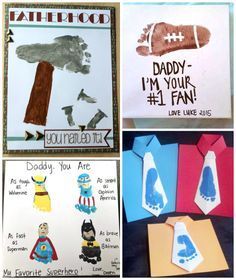 four different handmade fathers day cards