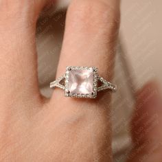 This ring features a 7*7 mm princess cut pink quartz. Customization is available. It is made by hand, and it will take about 7 days to finish the ring after your payment is completed. Main stone: 7*7 mm princess cut Main stone weight: 1.62 ct Metal type: sterling silver /14k gold Accent stone: cz Customization is available, just fee free to contact me, it is free to engrave inside the ring, it is free, you can leave a ntoe with your order, but it will be great no more than 15 letter. Any questio Pink Quartz Ring, Pink Stone Ring, Original Engagement Rings, Pink Stone Rings, Memorial Ring, London Blue Topaz Ring, Silver Anniversary, Gold Accent, Quartz Ring