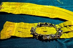 Spectacular Victorian Chartreuse Velvet Belt with Jet Bead Details. Beautiful pleating. Oval jet Bead embellishment. I believe it is cotton. 32 x 3" plus 2-2 x 11" strips that may have been belt loops. Despite wear and fading, it is a terrific example of Victorian design. Perhaps you can repair the jet piece and use the belt as a pattern for your own creation. Antique Hip Belt, Victorian Style Green Brass Jewelry, Luxury Vintage Underbust Corset Belt, Green Victorian Brass Jewelry, Chartreuse Velvet, Wedding Sash Belt, Victorian Design, Wedding Belts, Wedding Accessories