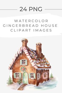 the watercolor gingerbread house clipart images are available for purchase on this page