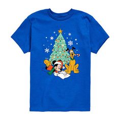 mickey mouse and pluto around the christmas tree t - shirt for kids from disney store