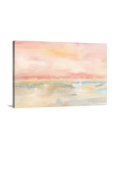 an abstract painting with pink and blue colors on a white background canvas wall art print