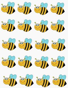 bees with different faces and eyes are shown in the same pattern as they appear to be smiling