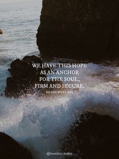 the ocean and rocks with a quote about hope