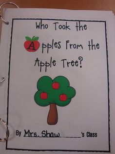 an apple tree book with the title who took the apples from the apple tree?