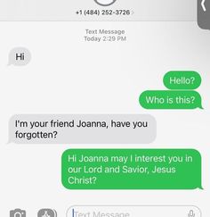 two texts are shown with the same message in each texting box, and one has an image of jesus's face on it