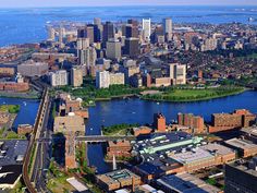 an aerial view of boston, massachusetts and the city of champions