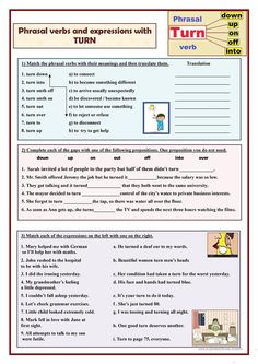 the phrasal verbs and expressions worksheet is shown in this image