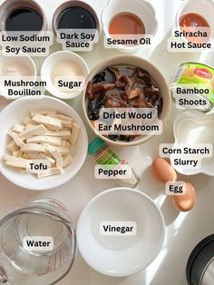 ingredients to make an egg recipe laid out on a table