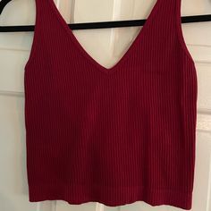 Free People Brami. Never Worn, Cute Ribbed Tank Top With V-Neck Line. Smoke Free Home Casual Red V-neck Tank Top, Burgundy V-neck Top For Summer, Red Stretch V-neck Tank Top, Summer Burgundy V-neck Top, Burgundy V-neck Summer Top, Chic Red Ribbed Top, Red Seamless Crop Top, Trendy Red V-neck Tank Top, Red Casual Seamless Tank Top