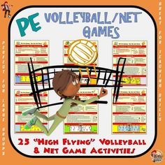 PE Games for Team Sports - 25 Large Group Volleyball Lead-Up Phys Ed Activities Gym Class Games For Middle School, Cooperative Pe Games Elementary, Volleyball Themes For Games, Ed Activities, Pe Classroom, Recess Games, Pe Activities, Health Teacher