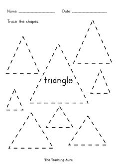 triangle shape worksheet with the word's name in black and white,