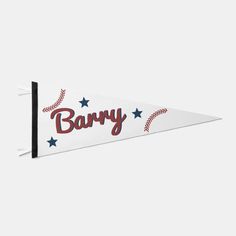 a pennant with the name barry on it and stars in red, white and blue