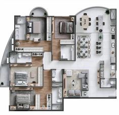 the floor plan of a three bedroom apartment