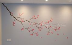 roze bloesemtak muurschildering Creative Wall Decor, Creative Wall, Painting Wall, Bedroom Inspo, Wall Design, Wall Murals, Wall Painting, Art Painting, Mural