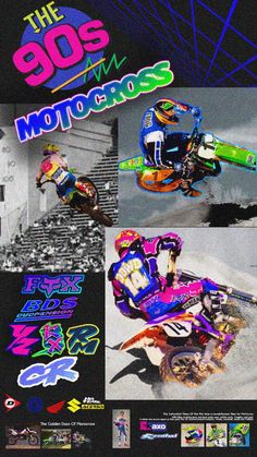 an advertisement for the 90's motocross