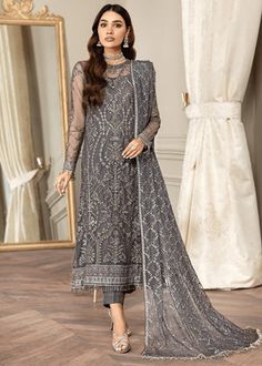 Net Shirt, Formal Wear Women, Storm Grey, Eid Dresses, Festive Collection, Pakistani Designers