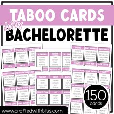 the pink and white printable taco cards is shown