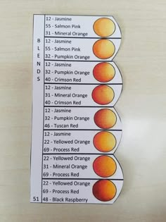 the oranges are arranged in rows on top of each other and labeled with numbers