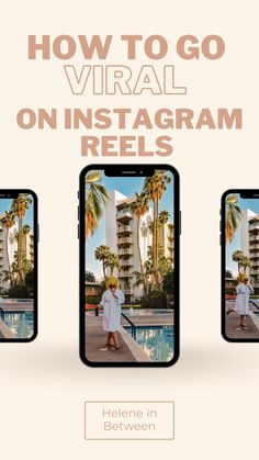 three cell phones with the text how to go virtual on instagram reels here in between