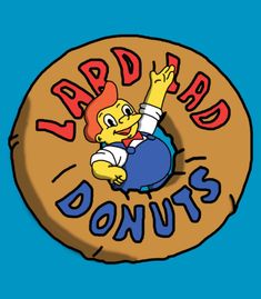 the simpsons donut has been drawn to look like he is holding his hand up