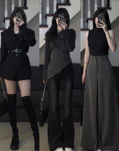 Korean Outfit Street Styles, Women In Black, Korean Casual Outfits, Everyday Fashion Outfits, Black Outfits, Looks Street Style, Easy Trendy Outfits, Asian Outfits, Modest Fashion Outfits