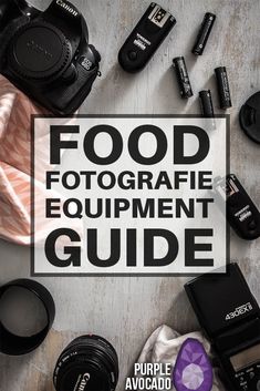 the food photography equipment guide is laid out on a table