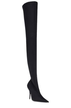 Upper: 78% Polyamide, 22% Elastane Lining: 100% Textile Sole: 100% Leather Evening Knee-high Boots With Sculpted Heel, Fitted Knee-high Heeled Boots For Evening, Elegant Fitted Thigh High Boots, Fitted Black Knee-high Boots With Sculpted Heel, Luxury Fitted Knee-high Boots For Fall, Luxury Fitted High Heel Knee-high Boots, Luxury Fitted Knee-high Boots With High Heel, Luxury Fitted Knee-high Boots For Winter, Fitted High Ankle Knee-high Boots For Evening