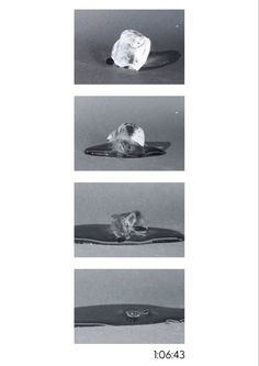 three different views of an object in the middle of two pictures, one with ice cubes on it