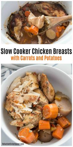 Chicken Breast And Potatoes Crock Pot, Creamy Chicken Potatoes And Carrots Crockpot, Slow Cooker Chicken And Carrots, Slow Cooker Chicken Potatoes Carrots, Crockpot Chicken And Carrots, Chicken And Potatoes Crock Pot Healthy, Chicken And Carrot Crockpot Recipes, Chicken Potato Carrot Crockpot, Potato Carrot Crockpot Recipes