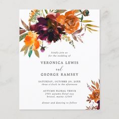 an elegant floral wedding card with watercolor flowers