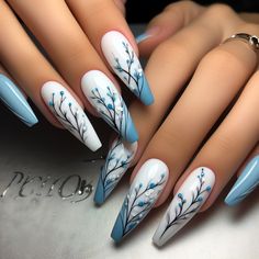 Wedding Nails Blue And White, Prom Nails Classy, Funky Spring Nails, Elegant Prom Nails, Nails Classy, Gothic Nails, Fancy Nails Designs, Elegant Prom, Fancy Art