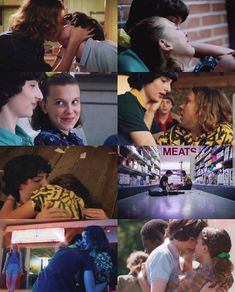 collage of images from the movie means with one woman kissing another man's face