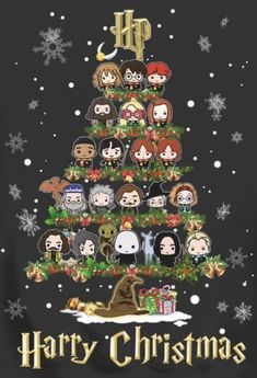 harry potter christmas tree with many characters