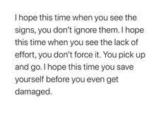 the text reads i hope this time when you see the signs, you don't ignore them